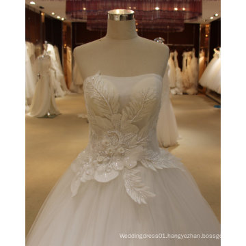 Elegant Strapless Tulle Lace Floor Length Real Cheap Wedding Dresses